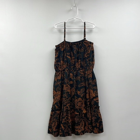 Janie & Jack Tropical Tiered Spaghetti Strap Sundress Boho Brown Black - Picture 5 of 8